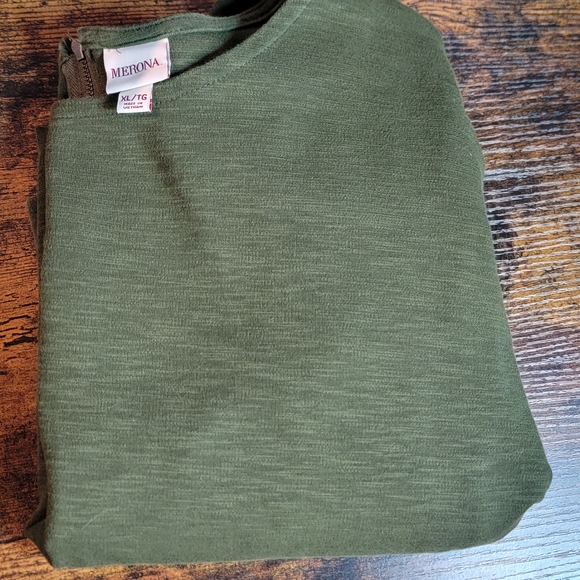 Merona Olive Green Women's Scoop Neck Tunic - Picture 6 of 13